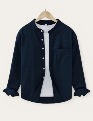 Mandarin collar retro casual japanese style cotton linen shirt