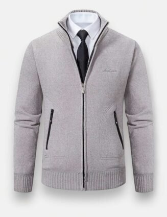 Stand collar sweater with zipper