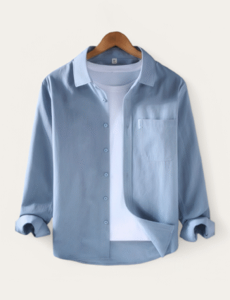 Spring solid color long sleeve loose fit lapel button-up